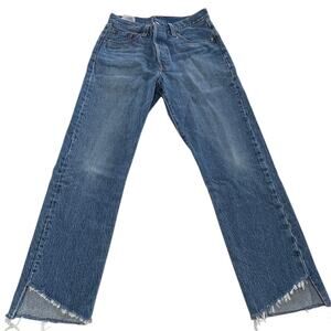Levis Jeans Womens 25 Blue 501 Premium Denim Distressed High Rise Button Fly
